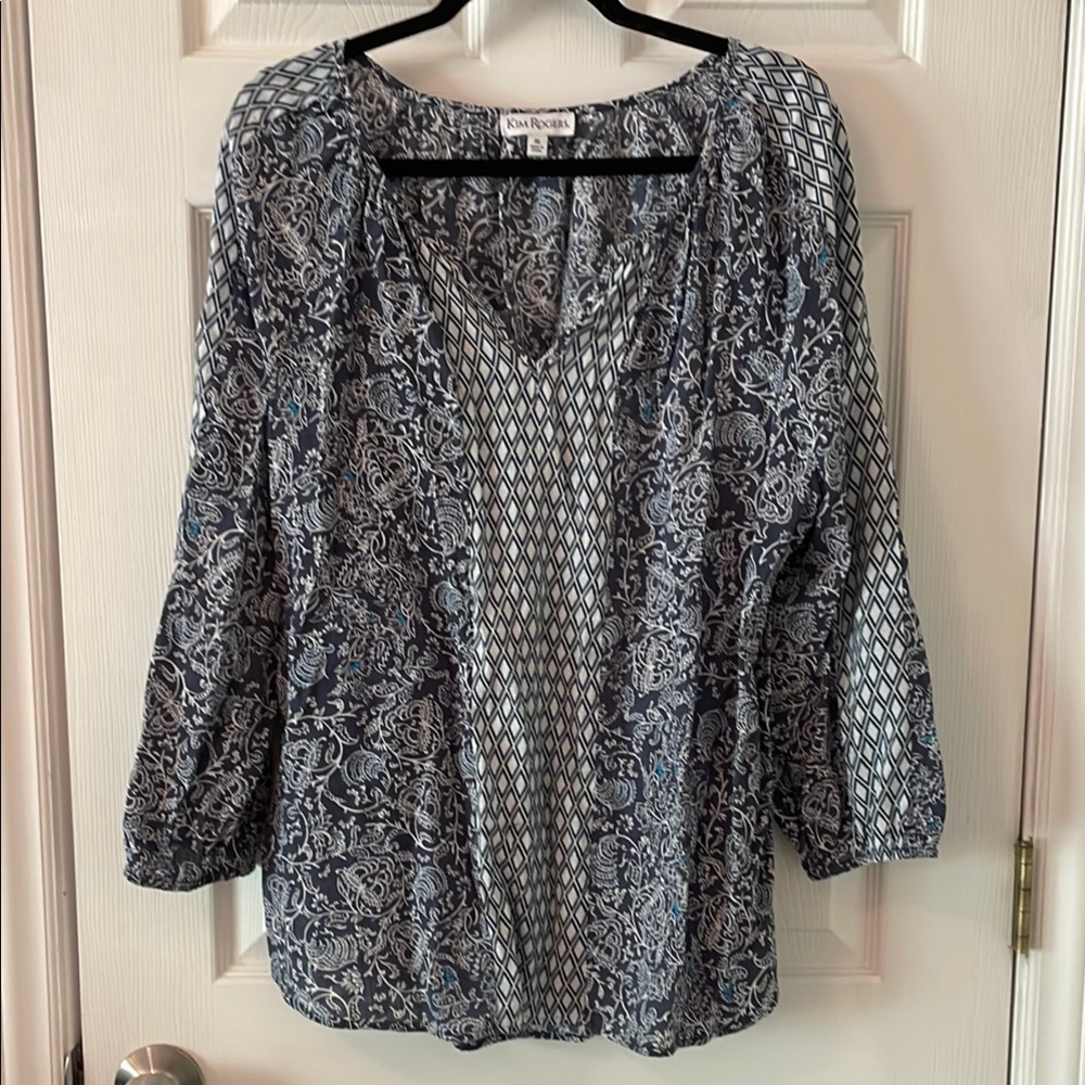 Blue Patterned Women's Top